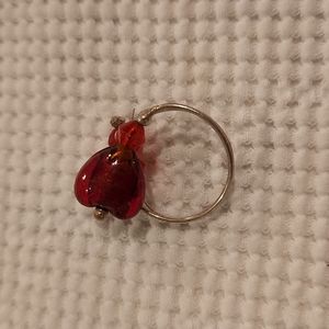 Silver Red Heart Ring